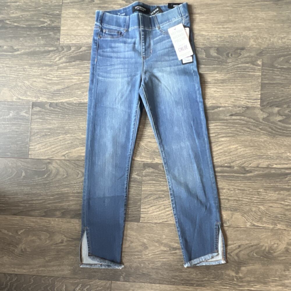 Liverpool Jeans Chloe Pull On Skinny Crop Denim Y2K Stretch Raw Hem Boho